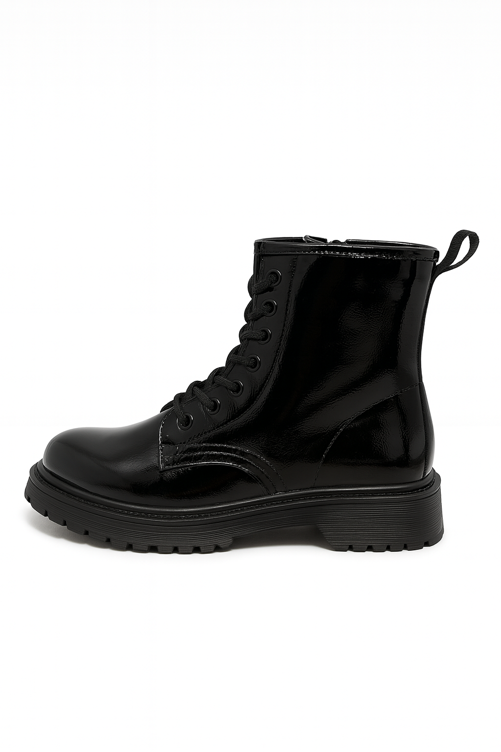 Combat boots noires femme Alix – Vernis avec zip ( noir ou bordeaux )