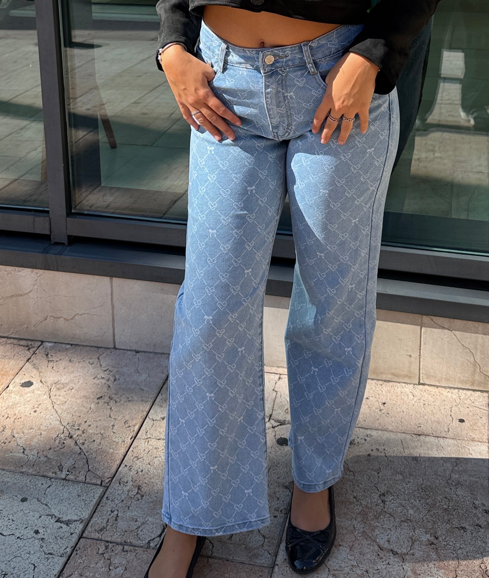 Jean Cœur Bleu Clair 💙 – Modèle Carole