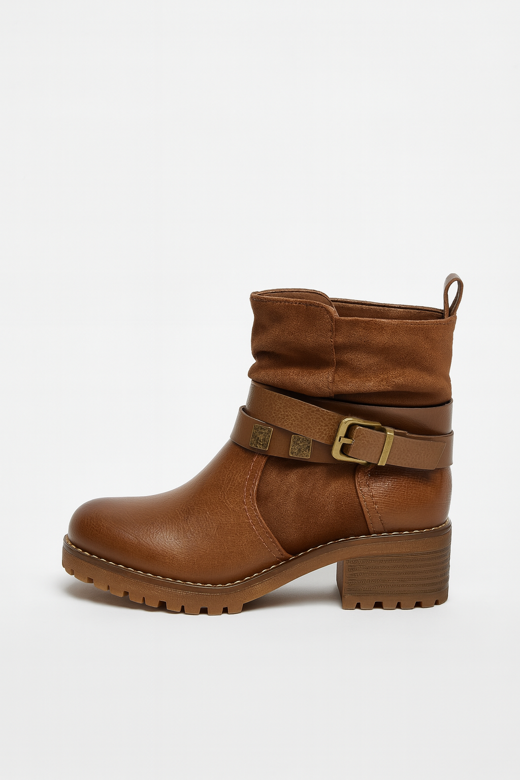 Bottines Sofia – Simili cuir avec bride décorative (Noir ou Marron)