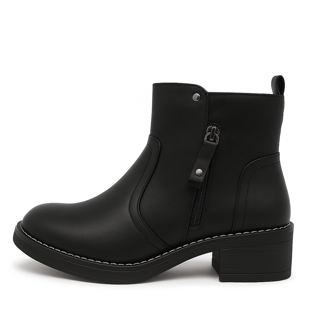 Bottines Noires à Zip – Modèle Élodie