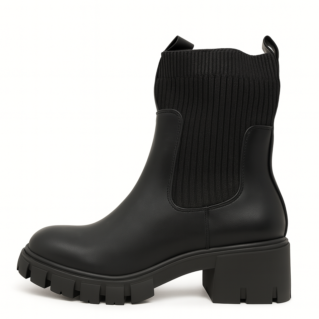 Bottines Noires à Semelle Épaisse – Modèle Valérie
