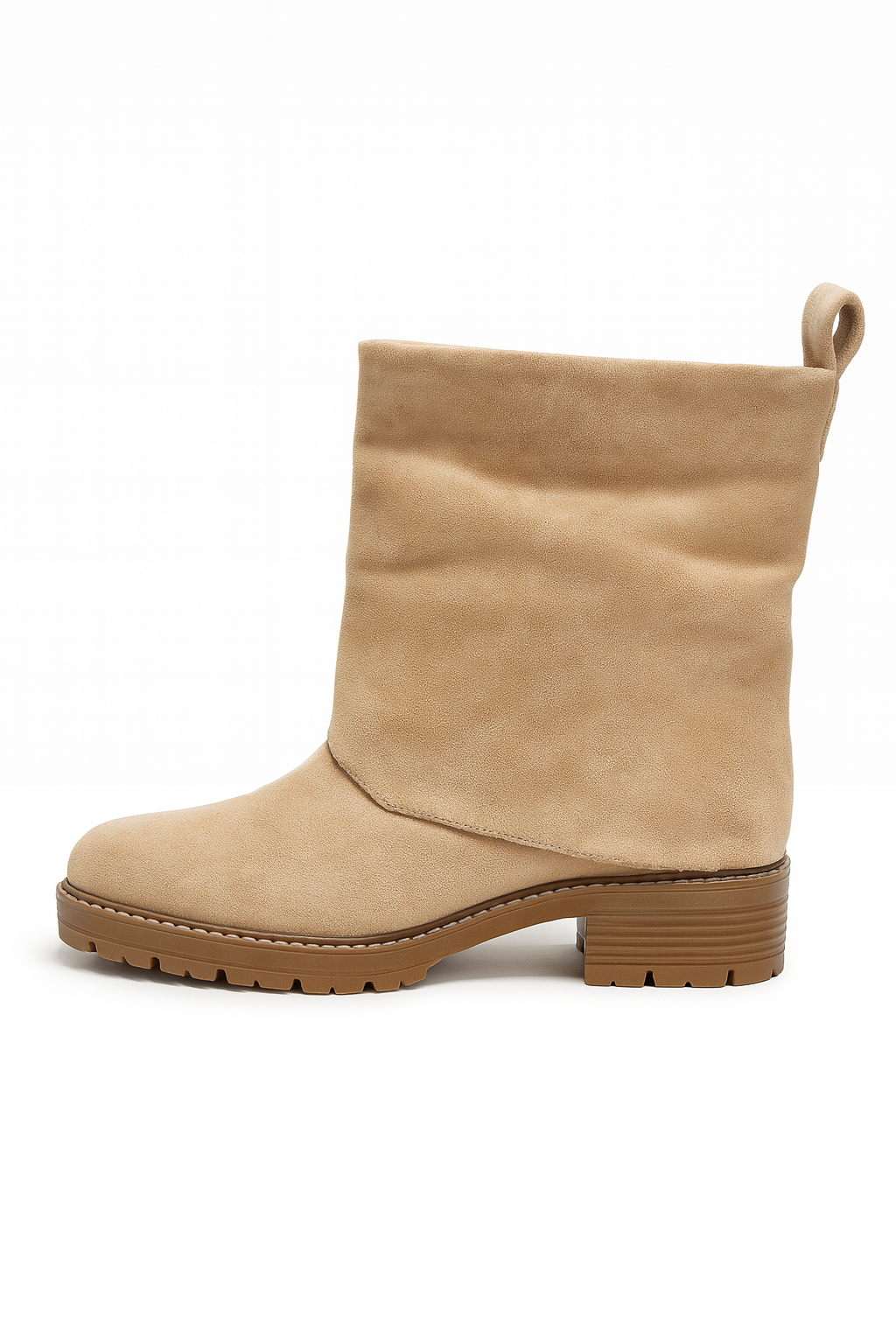 Boots mi-mollet femme Mila – Effet daim avec zip (Noir ou Beige)