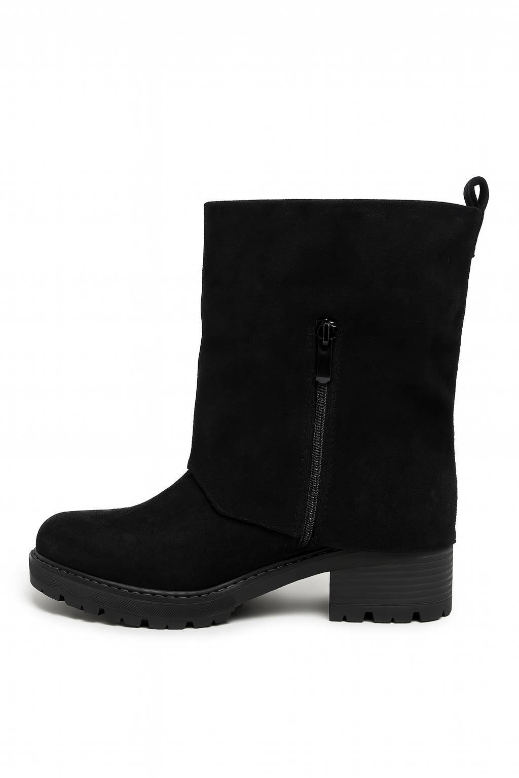 Boots mi-mollet femme Mila – Effet daim avec zip (Noir ou Beige)