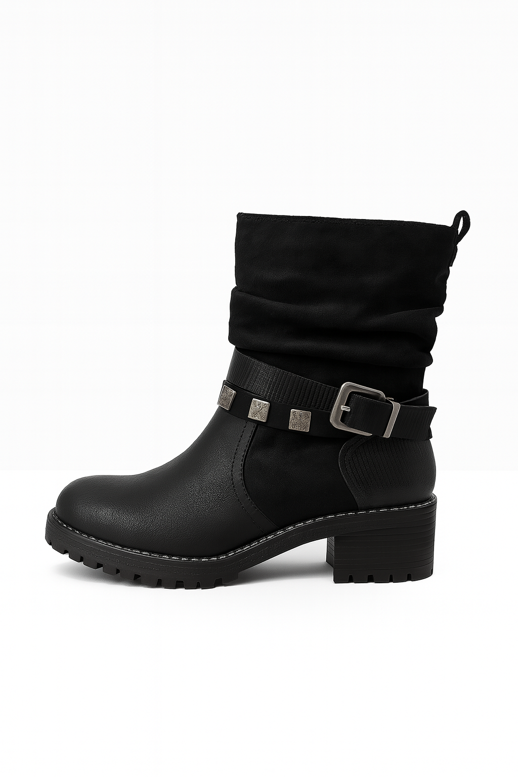 Bottines Sofia – Simili cuir avec bride décorative (Noir ou Marron)
