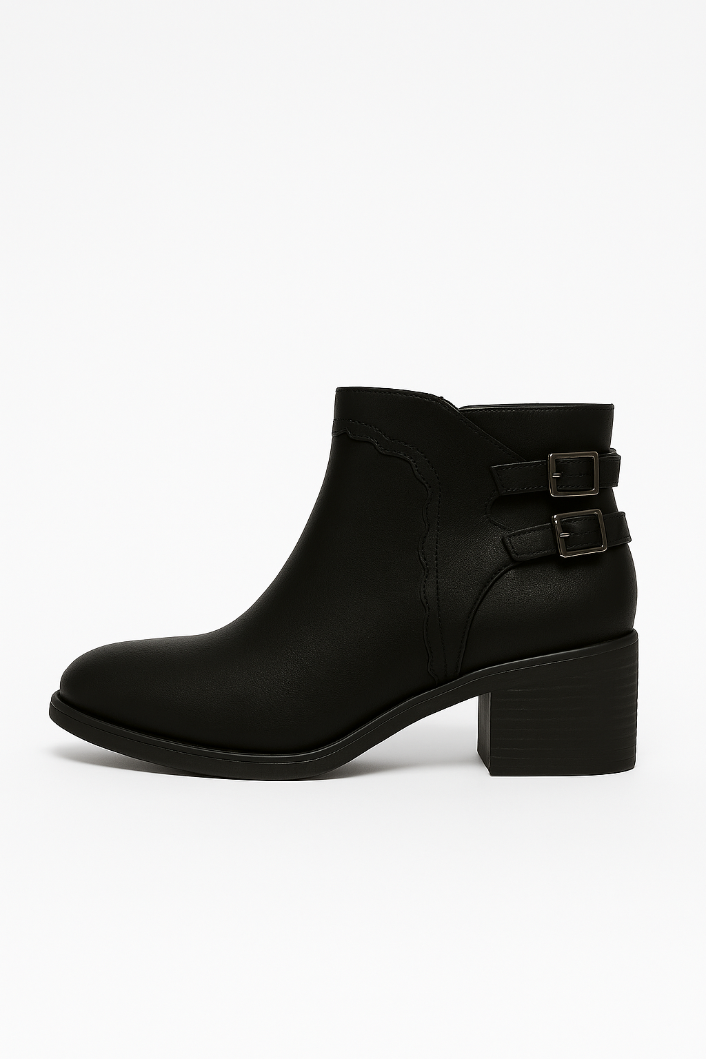 Bottines Élisa à Talon Bloc avec Boucles – Marron & Noir
