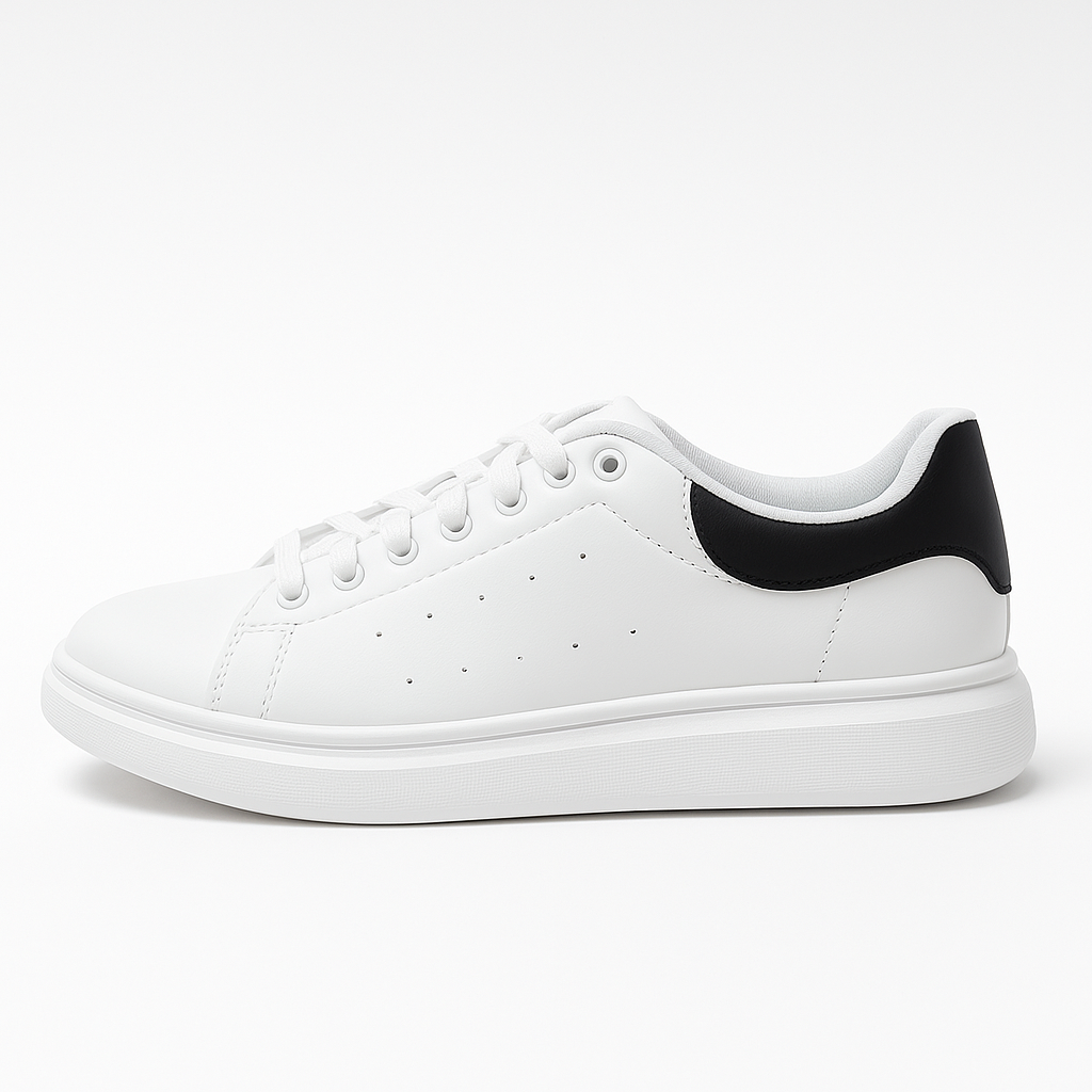 Baskets  femme Élise – Blanc & Noir – Style tendance et confort quotidien