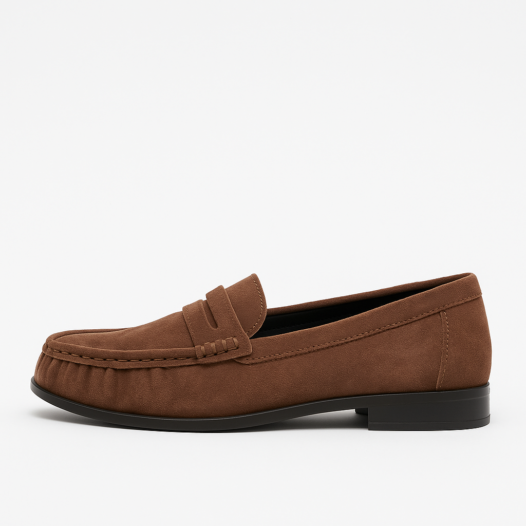 Mocassins en daim froncé – Noir & Marron
