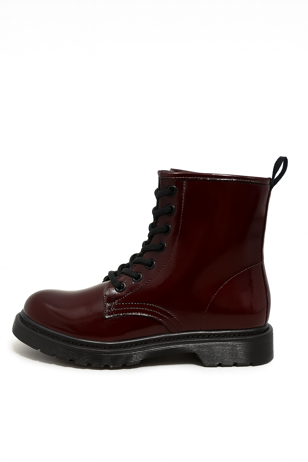 Combat boots noires femme Alix – Vernis avec zip ( noir ou bordeaux )