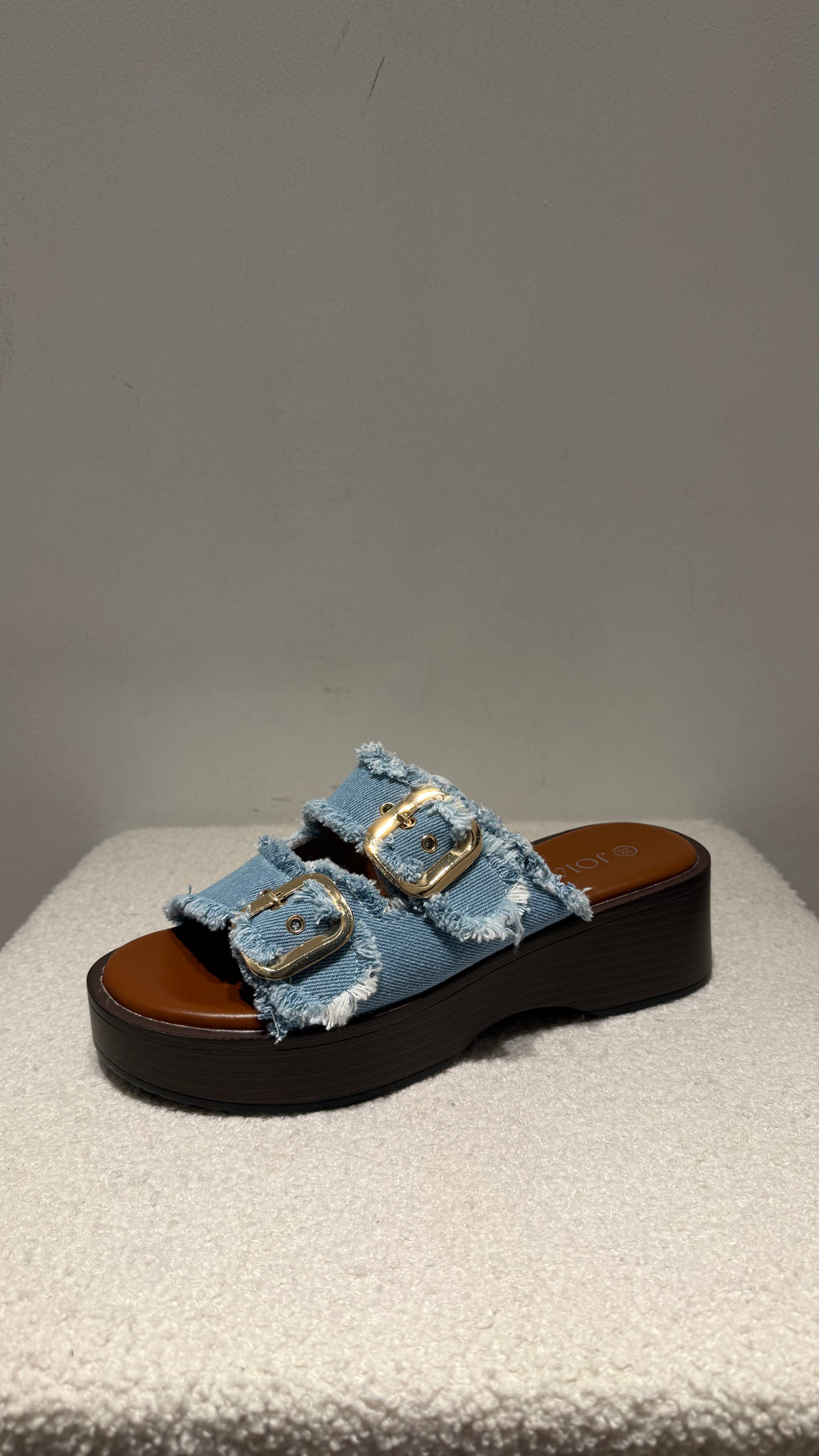 Mules plateforme boucles denim – Kiffeur