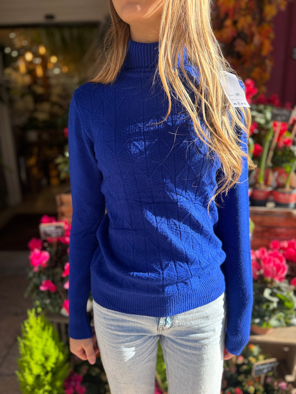 Pull Col Roulé Motif Losanges – Taille Unique – 10 €