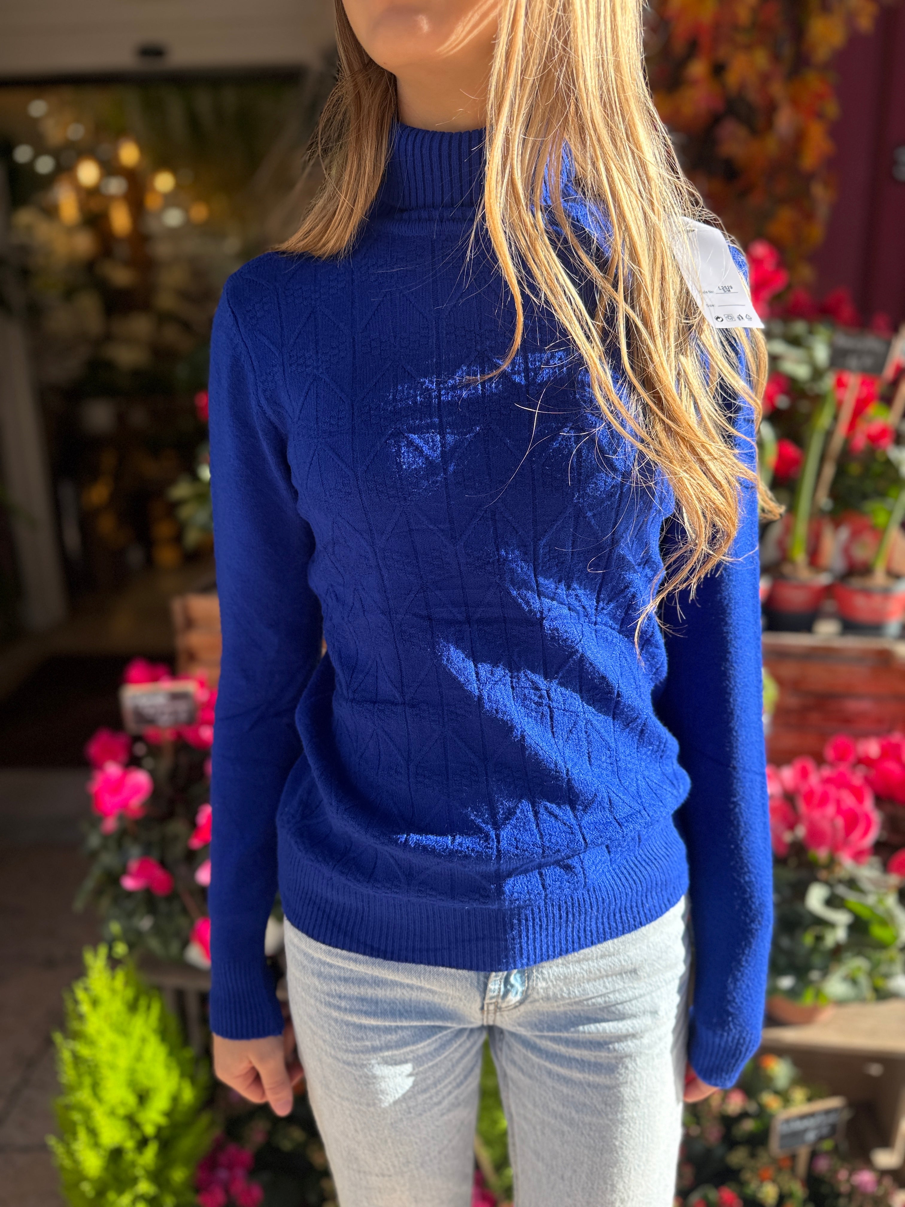 Pull Col Roulé Motif Losanges – Taille Unique – 10 €