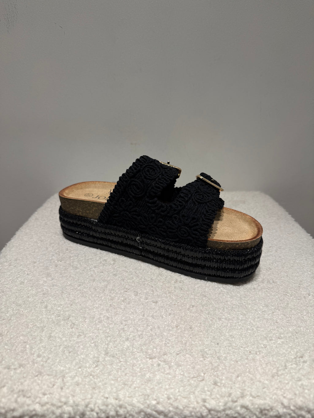 Mules plateforme crochet boucles dorées – Kiffeur