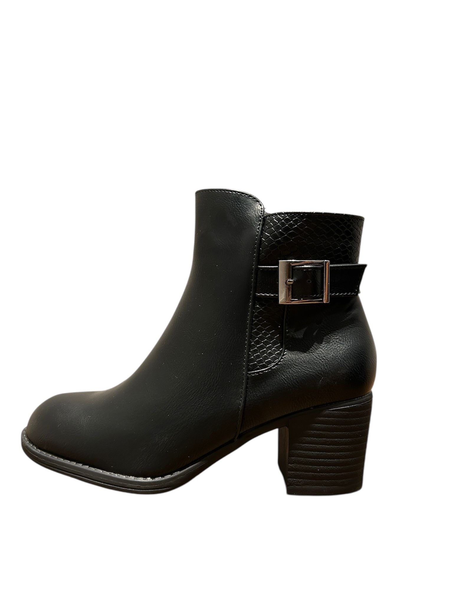 Bottines Sarah noires à talon et boucle – KIFFEUR