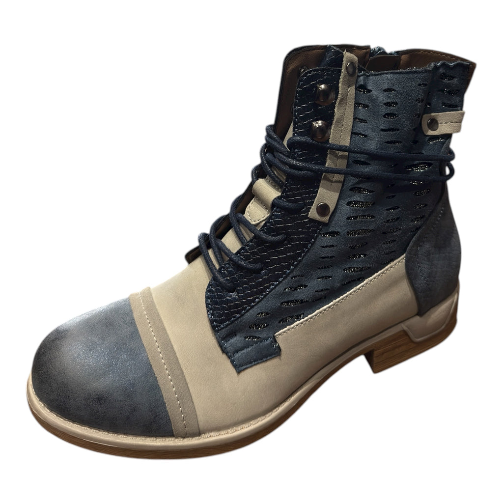 Boots à lacets femme Naomi – Multimatières avec zip (Marron ou Argenté)