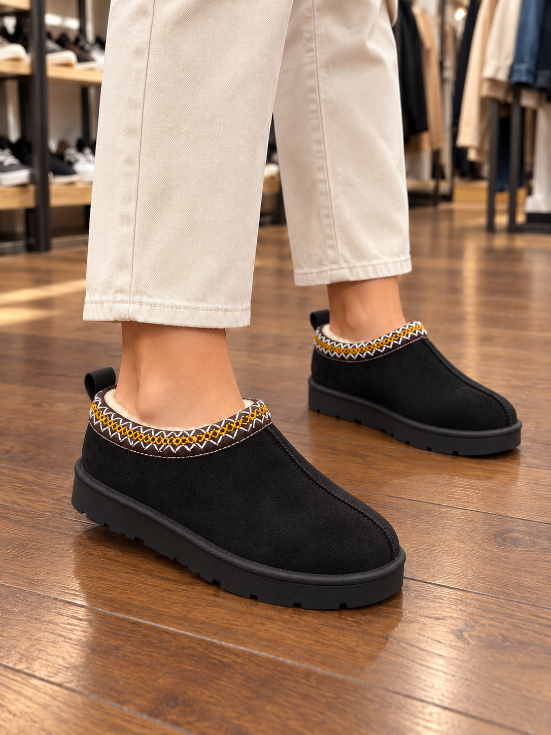 Chaussures fourrées basses noires pour femme – KIFFEUR
