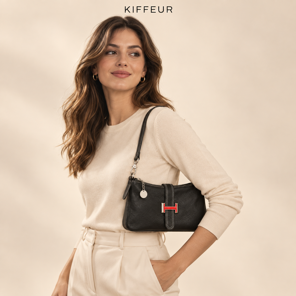Sac Mila noir porté – Collection Sacs KIFFEUR