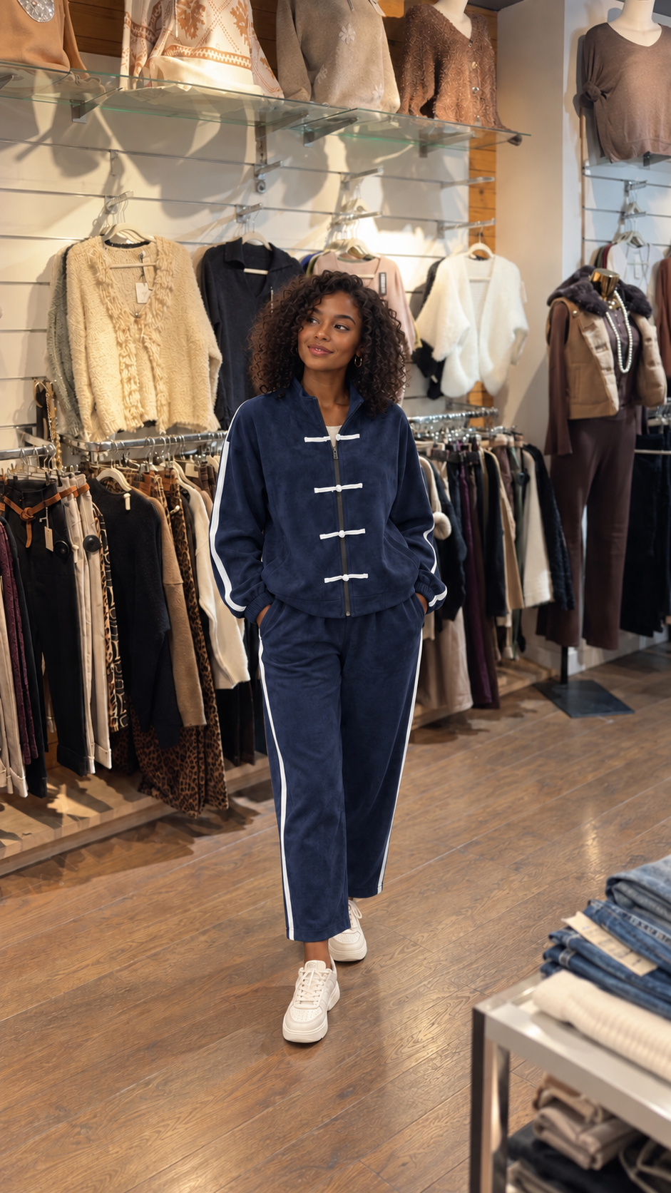 Ensemble deux pièces en suédine bleu marine femme KIFFEUR