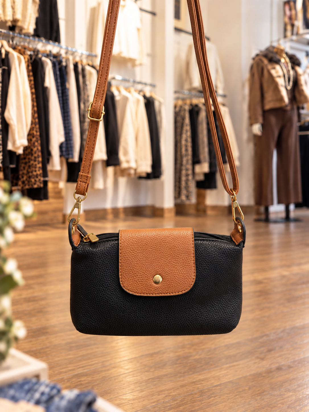 Petite pochette noire et camel KIFFEUR